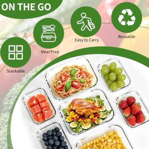 Glass Meal Prep Containers, 10 Pack Glass Food Storage Containers with Lids - Image 4