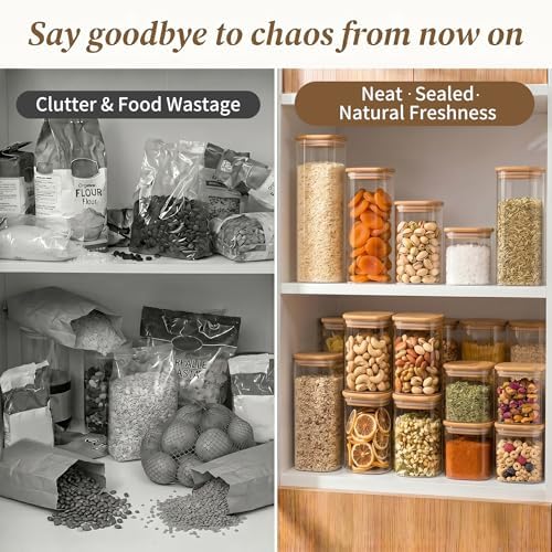 SENTVEND 37 Oz Glass Jars - 6 Pack Food Storage Containers with Lids Square - Image 4