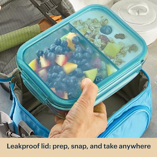 Pyrex Glass Meal Box (5-Pack, 4 Cup) Divided Compartments, Locking Lids - Image 6