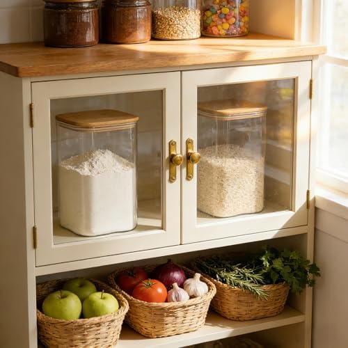 KEYWING 1.2 Gallon Glass Flour Storage Containers with Bamboo Lids, 2 Pack - Image 4