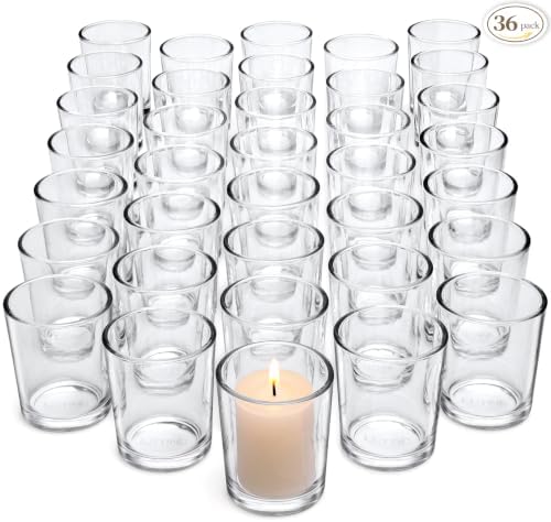 Letine 36-Pack Votive Candle Holders, Clear Glass Tea Light Holders by LETINE