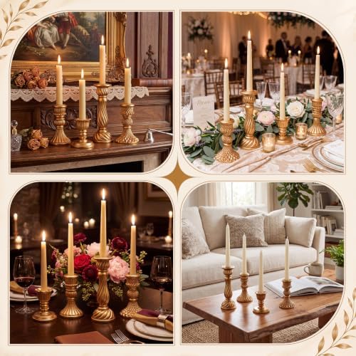 8 Pcs Christmas Vintage Candlestick Holders, Gold - Image 6