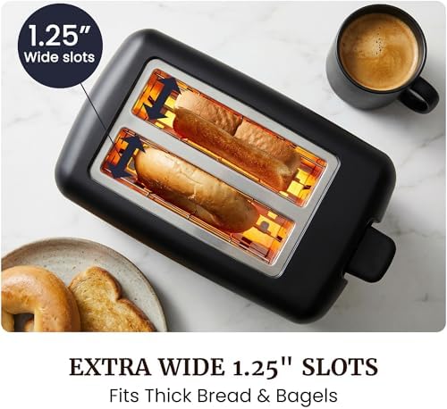 Elite Gourmet 2-Slice Cool-Touch Toaster, 1.25" Extra-Wide Slots, 6 Shades - Image 5