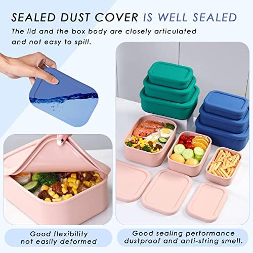 Silicone Food Storage Containers, Set of 3 Hard-Shell Bento Lunch Boxes - Image 4