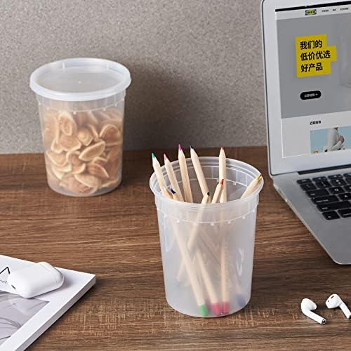 [32 oz. -24 Sets ] Plastic Deli Food Storage Soup Togo Containers With Airtight Lids Clear Disposable Takeout Quart Container Freezer Safe | Meal Prep | Stackable | Leakproof | BPA Free | Microwavable - Image 6