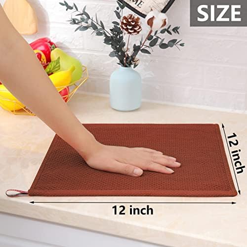 Homaxy 100% Cotton Waffle Weave Kitchen Dish Cloths 8-Pack, Rust - Image 5