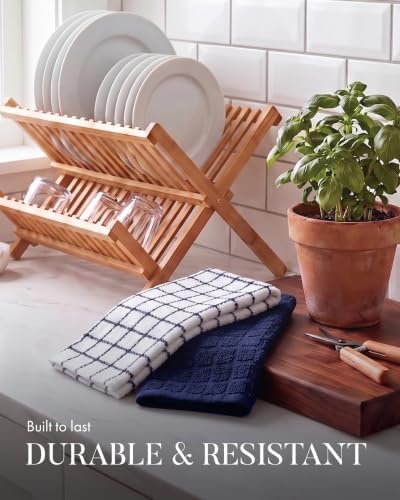 Bumble Dish Cloths (8-Pack), 100% Cotton Kitchen Towels, 12"x12" - Navy - Image 6