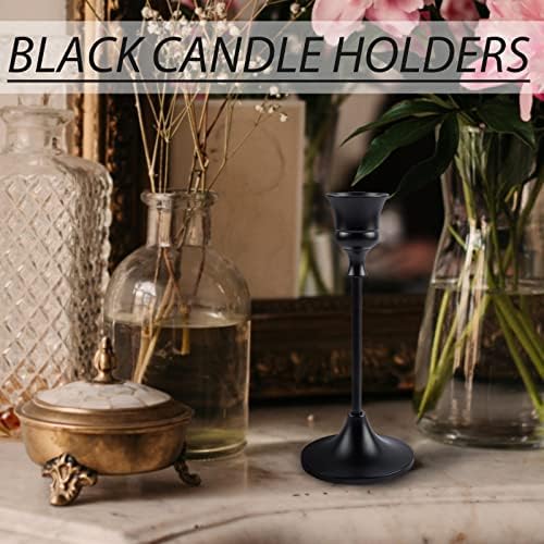BEZURA Black Taper Candle Holders Set of 6,Aluminum Alloy Candlestick Holders for Candlesticks Vintage Metal Candle Stick Candle Holder for Fireplace Party Dining Home - Image 2
