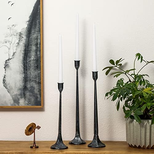 Iron Taper Candle Holder Set of 3 - Decorative Tall Candle Stand - Image 3