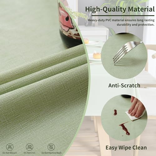 Rectangle Table Cloth,100% Waterproof Tablecloth Oil Proof Spill Proof Vinyl Table Cloth, Wipe Clean Plastic Table Cover for Dining, Camping, Indoor and Outdoor 54" x 120",Green - Image 3
