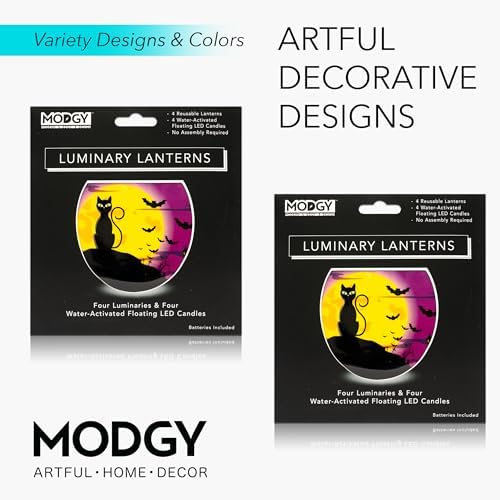 MODGY Luminary Lanterns Candle Holder Decorative Indoor Outdoor Decor, Lanterns for Wedding Centerpiece Decoration Outside Patio, with Flameless Floating LED Candles, Salem Pack of 2 - Image 5