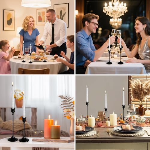 Candlestick Holders 4 Sets(12 Pcs), Black Candle Holders with Anti-Slip Pad, Metal Taper Candle Holder, Candle Holder for Wedding Fireplace Mantel Housewarming Gift - Image 6