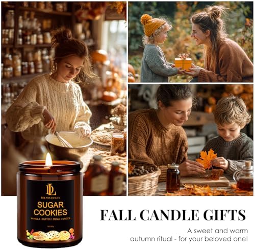 DL DREAMY DEWLA Fall Candle, Sugar Cookies Scented for Home, 7oz Soy Wax - Image 3