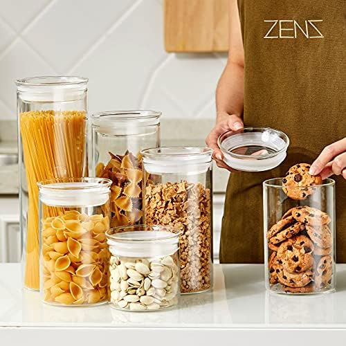 ZENS Glass Spaghetti Storage Container, 65oz Tall Glass Jars Set of 2 - Image 4