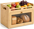 Bread Box for Kitchen Countertop, Bamboo Storage Container with Top Shelf by Unknown