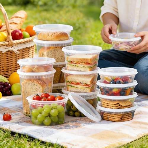 BYSNOW 50 Sets 32 oz Deli Containers with Lids - Image 6