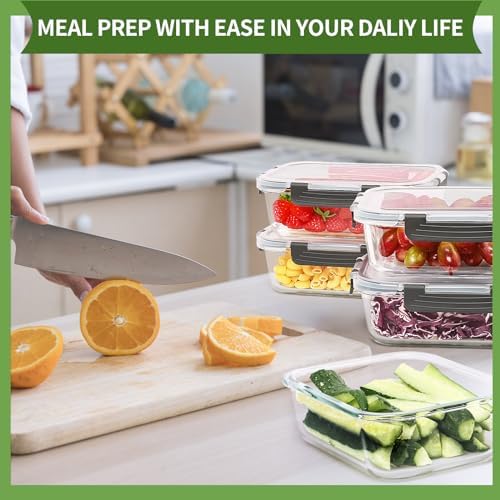 Skroam Large Glass Food Storage Containers with Lids Airtight, 5-Pack 36OZ - Image 6