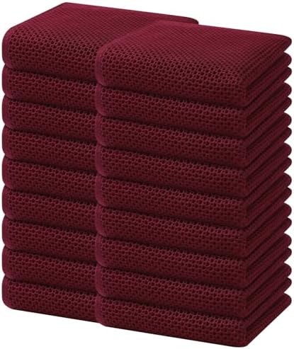 Homaxy 100% Cotton Waffle Weave Kitchen Dish Towels 18-Pack, Burgundy by Homaxy