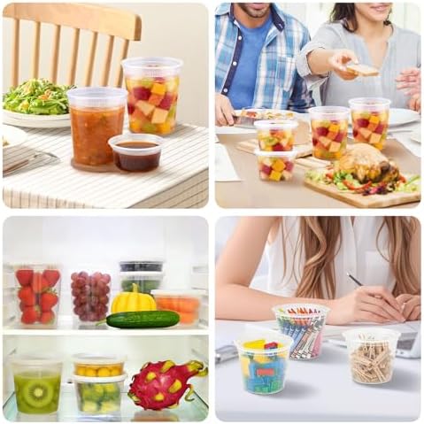 Clawsoff 60 Sets Deli Containers with Lids Disposable Plastic Food Storage - Image 6