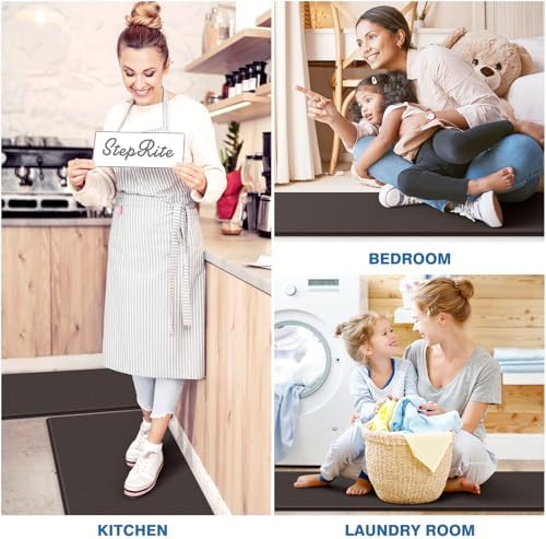 StepRite Kitchen Mats for Floor, 2-Piece Anti-Fatigue Rugs, Chocolate - Image 6