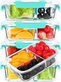M MCIRCO 5 Pack,36 oz, 3 Compartments Glass Meal Prep Containers with Lids by MMCIRCO
