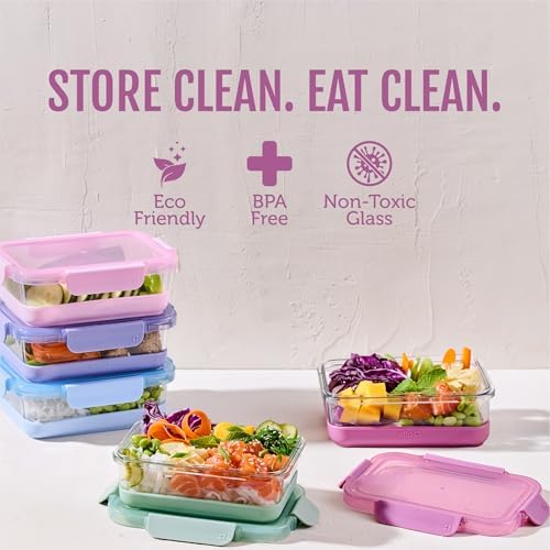Ello Duraglass Refresh 3.4 Cup Meal Prep Containers, 10 Pc, Dusk Delight, (Pack of 2) - Image 2