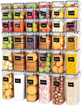 36 PCS Airtight Food Storage Containers with Lids, Plastic Kitchen and Organization Canisters for Cereal, Dry Food, Flour and Sugar, BPA-Free, PVC-Free, Includes Labels & Marker by Asnews