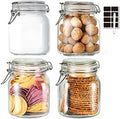 32oz Glass Food Storage Jars with Airtight Clamp Lids,Set of 4 Airtight Glass Canister Square- Clear Storage Container for Kitchen Container Storing Sugar, Flour, Cereal,Coffee,Spice… by ZALSSKE