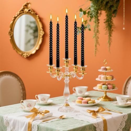 WPONSZU 10 Inch Black Spiral Taper Candle Set, 12 Pack Unscented Dripless Candlesticks for Halloween,Dinner,Party Brithday Wedding and Home Decoration - Image 3