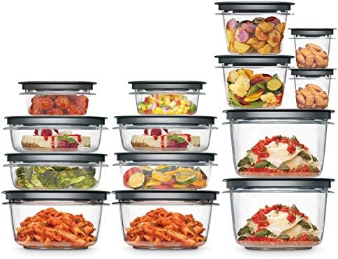 Rubbermaid 28-Piece Clear/Grey Food Storage Containers, Premium Snap Bases, and Various Size Lids, Perfect for Meal Prep, Leftovers, and Dishwasher Safe by Rubbermaid