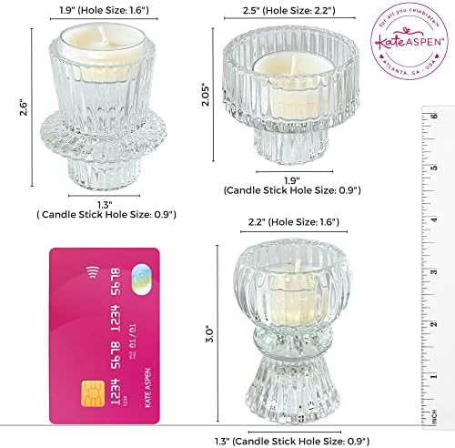 Kate Aspen Vintage Ribbed Glass Black Candlestick Holders, Pillar Candle, Tealight & Votive Candle Holders (Set of 6, 3 Assorted Sizes), Dining Table Decor, Shelf Decor, Centerpiece - Image 6