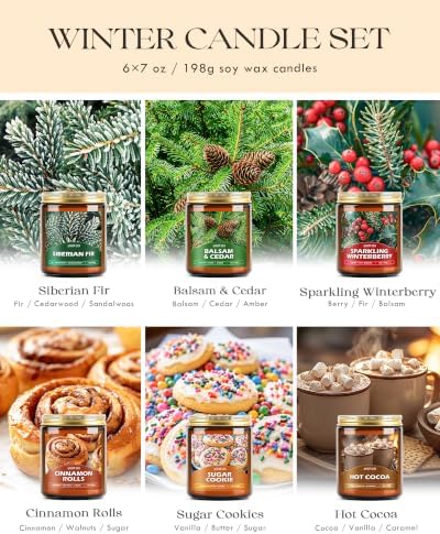 AOOVOO Winter Candles Set - 6 Pack Candles for Home Scented, 42 oz Natural Soy Wax 300 Hour Long Lasting, Winter Fragrance of - Image 3