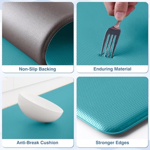 StepRite Kitchen Mats for Floor, 2-Piece Anti-Fatigue Kitchen Rugs, Green - Image 3