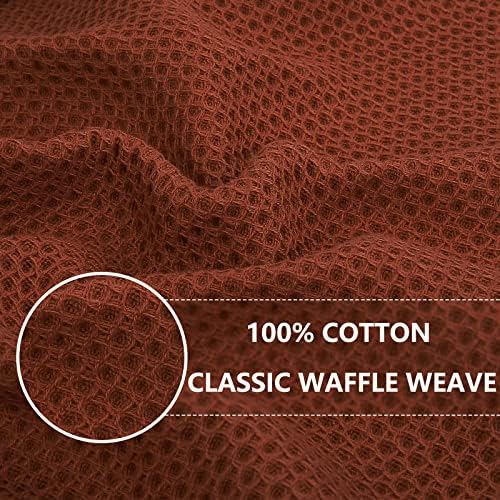 Homaxy 100% Cotton Waffle Weave Kitchen Dish Towels 8-Pack, Rust - Image 2