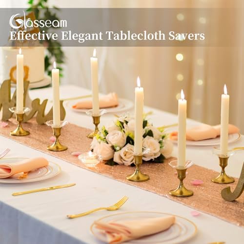 Glasseam Glass Bobeches for Candlestick, 12Pcs Clear Candles Drip Protector - Image 3