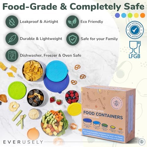 Microwavable Stainless Steel Food Containers, Lunch Boxes, Set of 5, Summer - Image 4