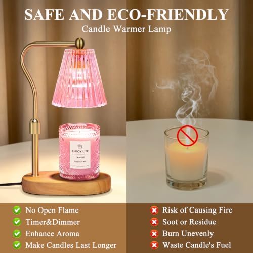 seenlast Pick Candle Warmer Lamp with Timer Dimmer Adjustable Height,Mothers Day Gifts,Electric Wax Warmer Vintage Home Decor for Scented Jar Candles,Birthday Gifts for Women - Image 5