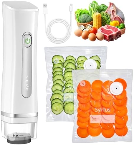 Syntus Compact Vacuum Sealer for Food with 30 Reusable Vacuum Seal Bags Set by Syntus