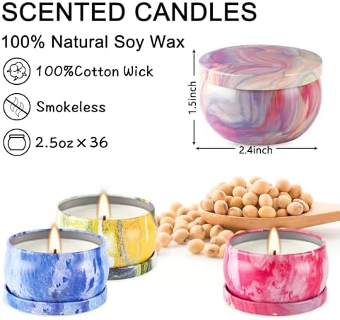 WPONSZU Scented Candles Gifts Set 24 Pack Soy Wax Travel Tin Jar Candles for Home 2.5 OZ jar Candles for Mom for Christmas, Birthday, Thanksgiving, Mother's Day - Image 4