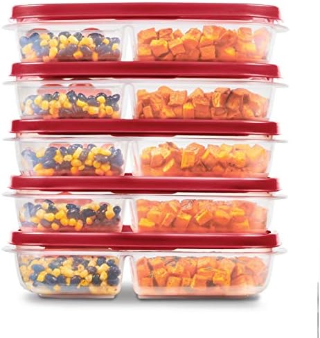 Rubbermaid EasyFindLids Meal Prep Containers 5.1 Cup Red by Rubbermaid