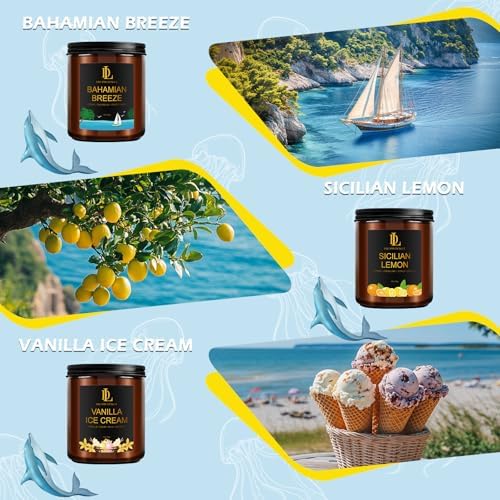 6 Pack Scented Candles Set, 42oz 300 Hour Long Lasting Candle, Soy Candles for Home Scented, Scents of Coconut Vanilla/Pineapple Cocktail/Sicilian Lemon/Pink Sands/Bahama Breeze/Vanilla Ice Cream - Image 6