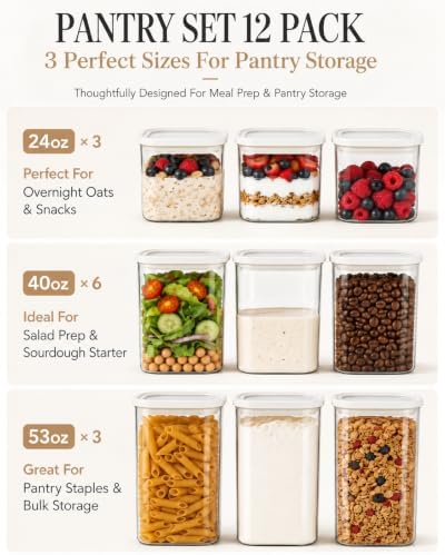 12-Pack Square Glass Pantry Storage Containers with Glass Lids - Image 3