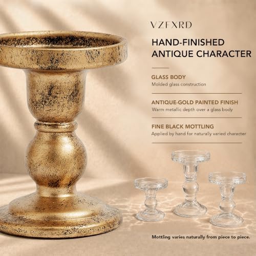 Glass Candle Holders Set of 3 for Pillar and Taper Candles - Image 4