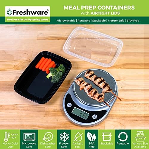 Freshware Meal Prep Containers [50 Pack] 1 Compartment with Lids, Food Storage Containers, Bento Box, BPA Free, Stackable, Microwave/Dishwasher/Freezer Safe (28 oz) - Image 2