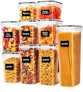 9 PCS Airtight Food Storage Containers with Lids, Plastic Kitchen and Organization Canisters for Cereal, Dry Food, Flour and Sugar, BPA-Free, PVC-Free, Includes Labels & Marker by Asnews