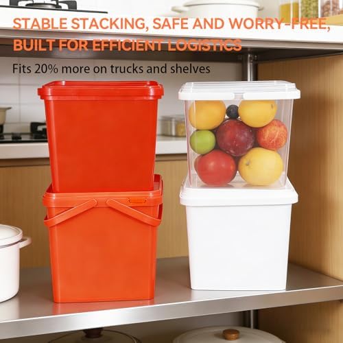 Bucket with Lid - 4 Packs Square Clear Plastic Storage Containers, Food Safe with Handle, Airtight Pressure Lids for Kitchen & Home (Mixed Colors, 1.3 gal) - Image 5