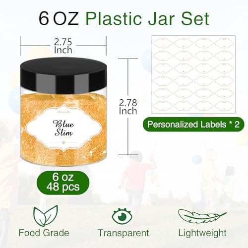 PeacePeo 6 OZ Plastic Jars with Lids,48 Pcs Round Containers for Slime - Image 2