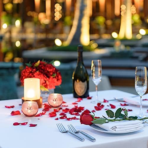 Volens Round Rose Gold Votive Candle Holders, 12 Pcs Mercury Glass Votives - Image 5