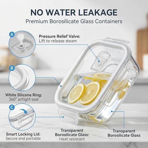 Food Storage Containers with Airtight Lid,3 Set,Oven,Freezer Safe - Image 2