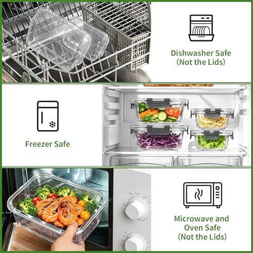 Glass Meal Prep Containers, 10 Pack Glass Food Storage Containers with Lids - Image 6